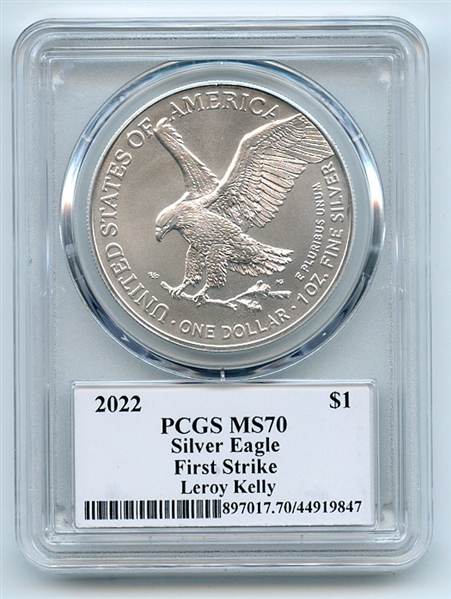 2022 $1 American Silver Eagle 1oz PCGS MS70 FS Legends of Life Leroy Kelly