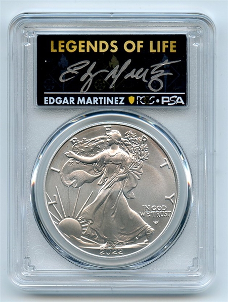 2022 $1 American Silver Eagle 1oz PCGS MS70 FS Legends of Life Edgar Martinez