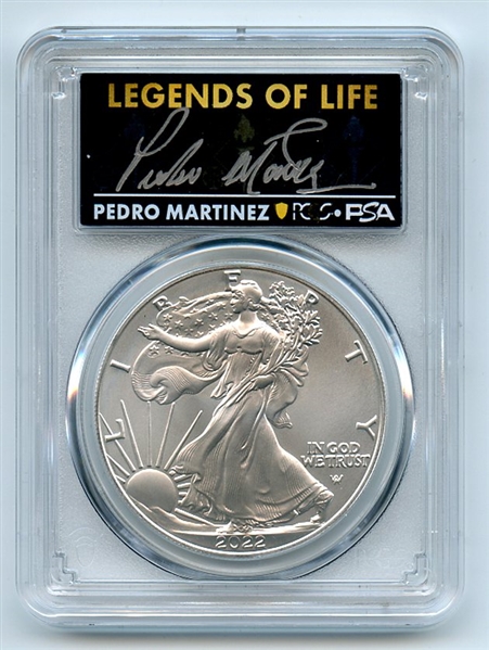 2022 $1 American Silver Eagle 1oz PCGS MS70 FS Legends of Life Pedro Martinez
