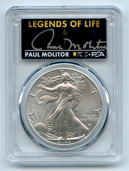 2022 $1 American Silver Eagle 1oz PCGS MS70 FS Legends of Life Paul Molitor