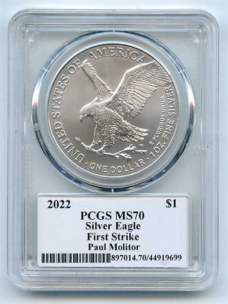 2022 $1 American Silver Eagle 1oz PCGS MS70 FS Legends of Life Paul Molitor