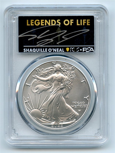2022 $1 American Silver Eagle 1oz PCGS MS70 FS Legends of Life Shaquille O'Neal