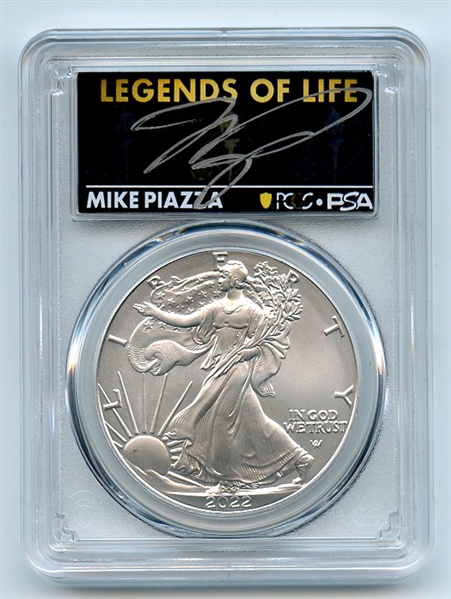 2022 $1 American Silver Eagle 1oz PCGS MS70 FS Legends of Life Mike Piazza