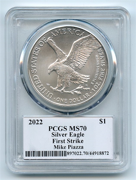 2022 $1 American Silver Eagle 1oz PCGS MS70 FS Legends of Life Mike Piazza