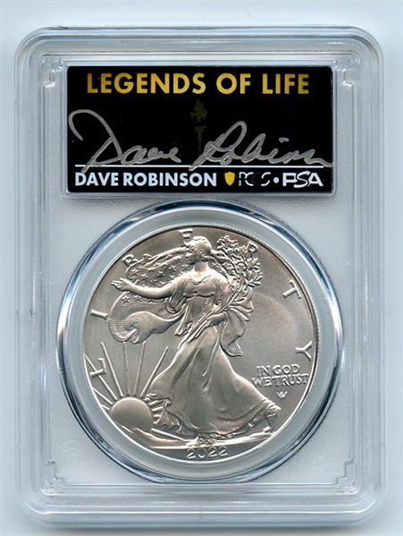 2022 $1 American Silver Eagle 1oz PCGS MS70 FS Legends of Life Dave Robinson
