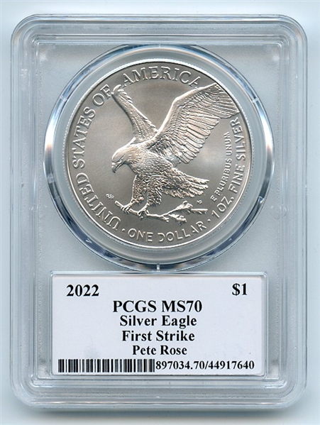 2022 $1 American Silver Eagle 1oz PCGS MS70 FS Legends of Life Pete Rose