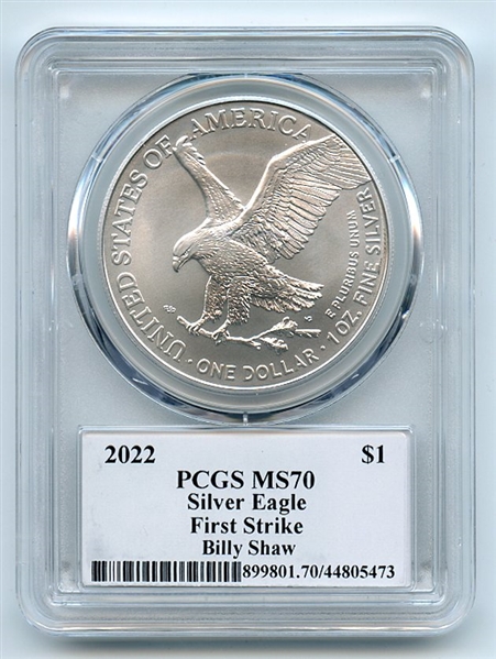 2022 $1 American Silver Eagle 1oz PCGS MS70 FS Legends of Life Billy Shaw