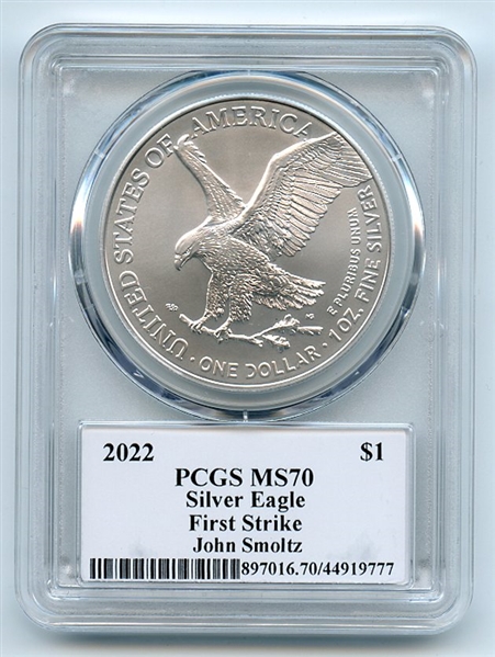 2022 $1 American Silver Eagle 1oz PCGS MS70 FS Legends of Life John Smoltz