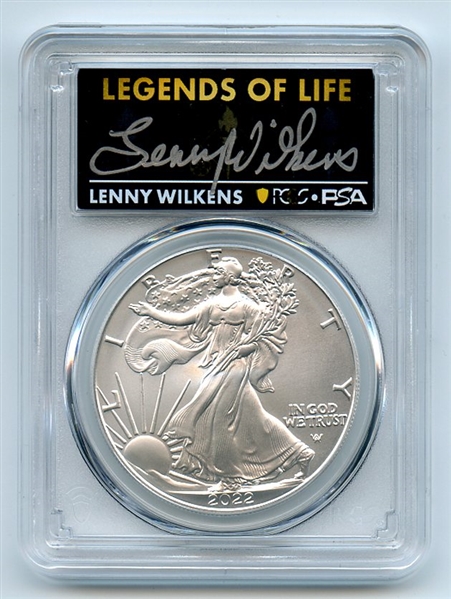 2022 $1 American Silver Eagle 1oz PCGS MS70 FS Legends of Life Lenny Wilkens