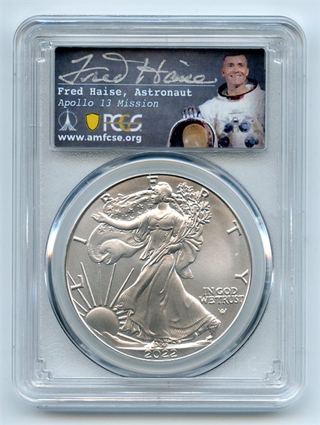 2022 $1 American Silver Eagle 1oz PCGS MS70 First Day of Issue FDOI Fred Haise