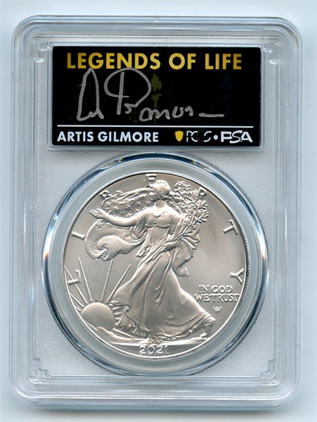 2021 $1 Silver Eagle T2 First Production PCGS MS70 Legends Life Artis Gilmore