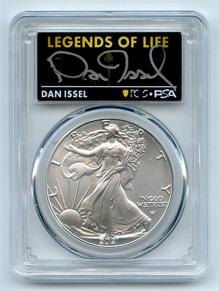 2021 $1 Silver Eagle T2 First Production PCGS MS70 Legends Life Dan Issel