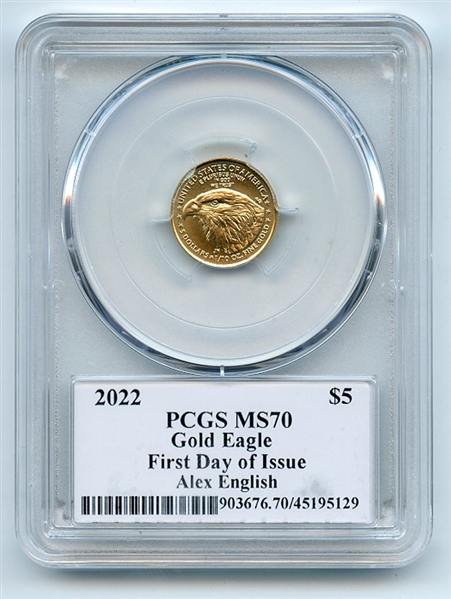 2022 $5 American Gold Eagle 1/10 oz PCGS PSA MS70 Legends of Life Alex English