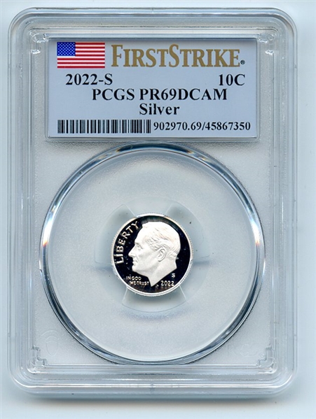 2022 S 10C Silver Roosevelt Dime PCGS PR69DCAM First Strike