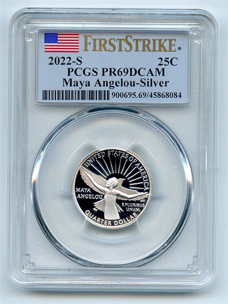 2022 S 25C Silver Maya Angelo Quarter PCGS PR69DCAM First Strike
