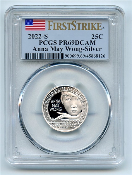 2022 S 25C Silver Anna May Wong Quarter PCGS PR69DCAM First Strike