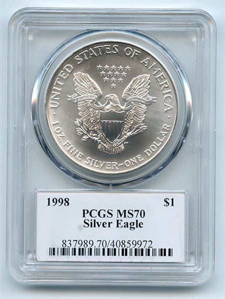 1998 $1 American Silver Eagle PCGS MS70 Fred Haise