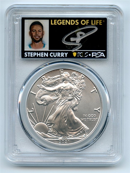 2021 $1 Silver Eagle T1 Last Day Production PCGS MS70 Legends Life Stephen Curry