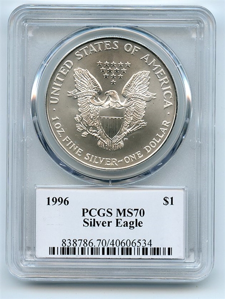 1996 $1 American Silver Eagle Dollar 1oz PCGS MS70 Thomas Cleveland Eagle