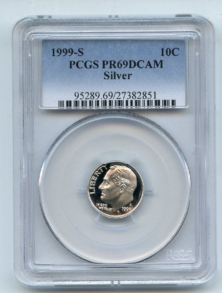 1999 S 10C Silver Roosevelt Dime PCGS PR69DCAM