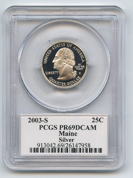 2003 S 25C Silver Maine Quarter PCGS PR69DCAM