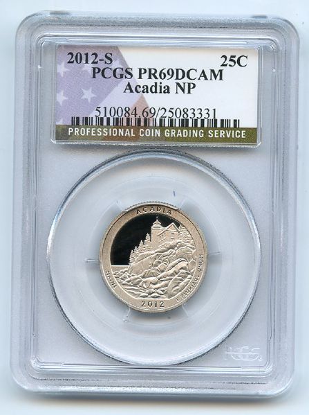 2012 S 25C Clad Acadia Quarter PCGS PR69DCAM