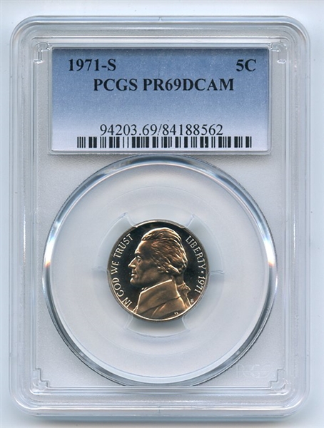 1971 S 5C Jefferson Nickel PCGS PR69DCAM