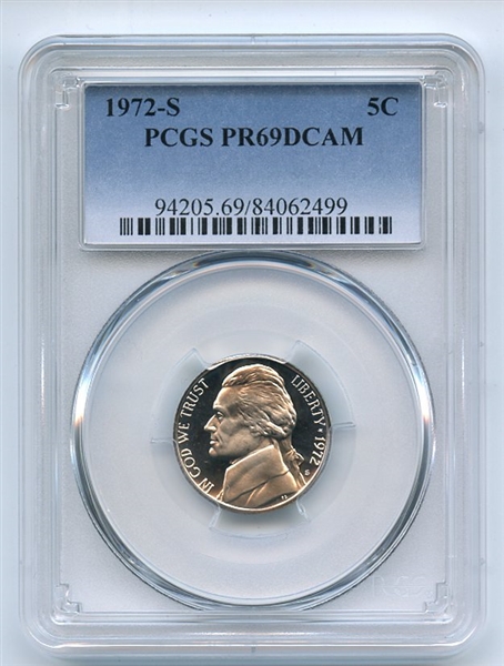 1972 S 5C Jefferson Nickel PCGS PR69DCAM