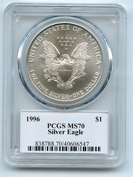 1996 $1 American Silver Eagle Dollar 1oz PCGS MS70 Leonard Buckley