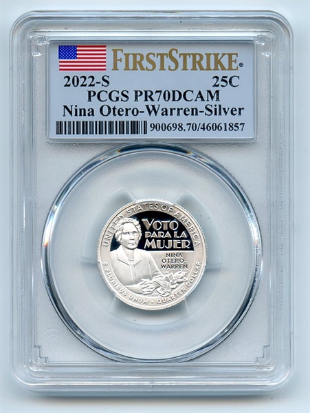 2022 S 25C Silver Nina Otero-Warren Quarter PCGS PR70DCAM First Strike