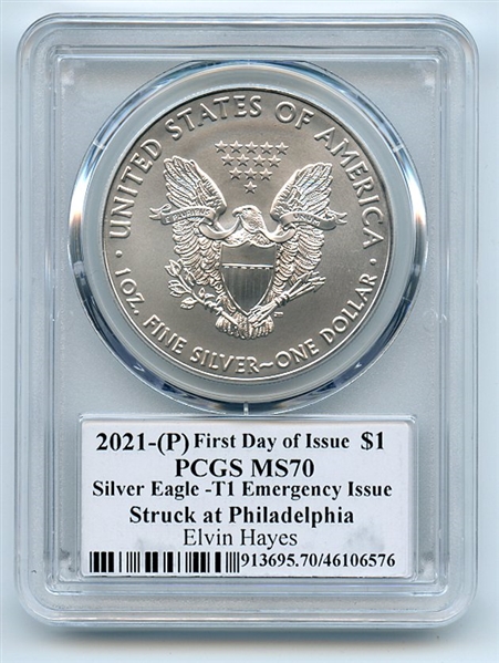 2021 (P) $1 Emergency Silver Eagle PCGS MS70 FDOI Legends of Life Elvin Hayes