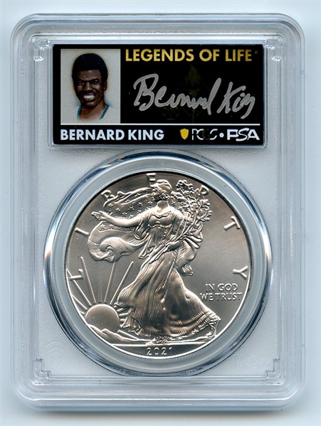 2021 (P) $1 Emergency Silver Eagle PCGS MS70 FDOI Legends of Life Bernard King