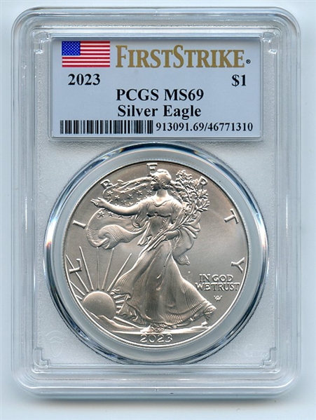 2023 $1 American Silver Eagle 1oz PCGS PSA MS69 First Strike