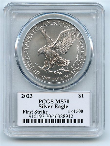 2023 $1 American Silver Eagle 1oz PCGS MS70 FS 1 of 500 Leonard Buckley