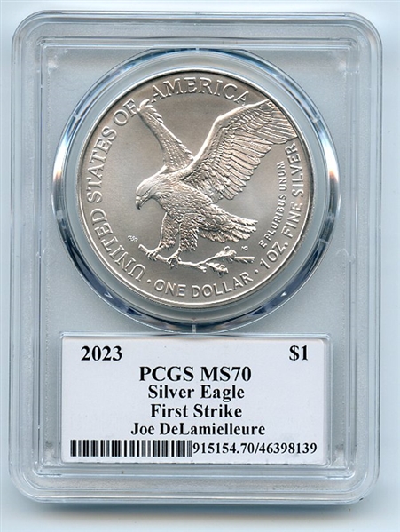 2023 $1 American Silver Eagle 1oz PCGS MS70 FS Legends of Life Joe Delamielleure