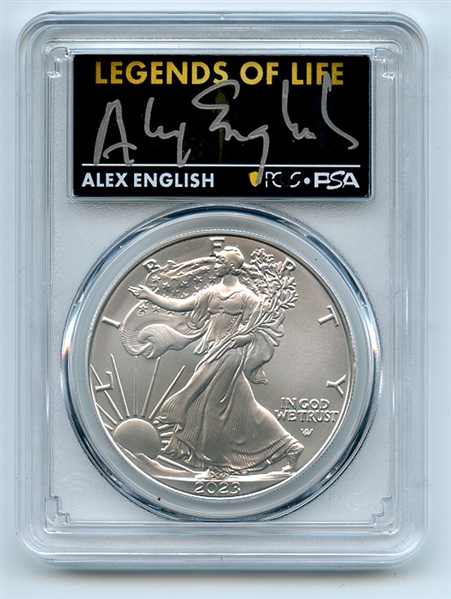 2023 $1 American Silver Eagle 1oz PCGS MS70 FS Legends of Life Alex English
