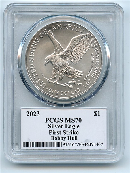 2023 $1 American Silver Eagle 1oz PCGS MS70 FS Legends of Life Bobby Hull