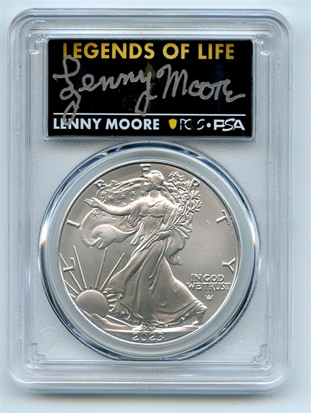 2023 $1 American Silver Eagle 1oz PCGS MS70 FS Legends of Life Lenny Moore