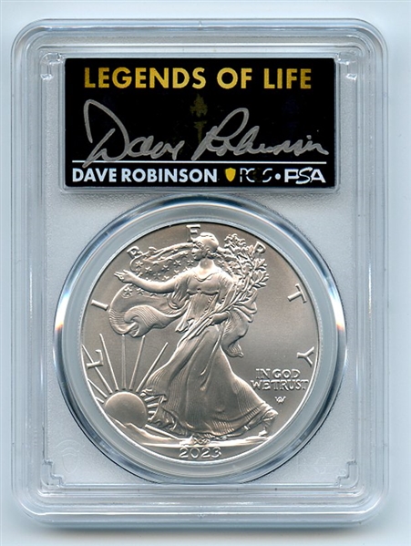 2023 $1 American Silver Eagle 1oz PCGS MS70 FS Legends of Life Dave Robinson