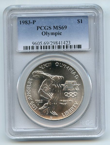1983 P $1 Olympic Silver Commemorative Dollar PCGS MS69