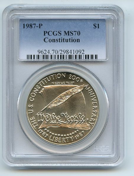 1987 P $1 Constitution Silver Commemorative Dollar PCGS MS70