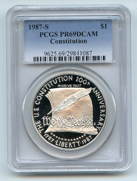 1987 S $1 Constitution Silver Commemorative Dollar PCGS PR69DCAM