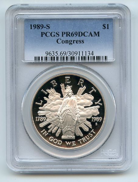 1989 S $1 Congressional Silver Commemorative Dollar PCGS PR69DCAM