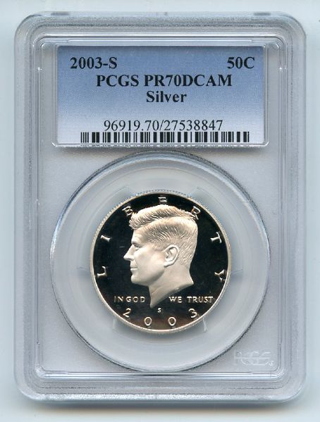 2003 S 50C Silver Kennedy Half Dollar PCGS PR70DCAM