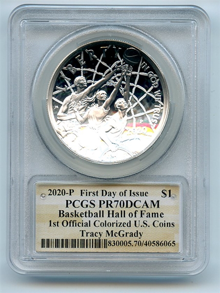 2020 P $1 Colorized Basketball Hall of Fame PCGS PR70DCAM FDOI Tracy McGrady