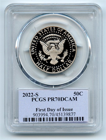 2022 S 50C Clad Kennedy Half Dollar PCGS PR70DCAM FDOI Thomas Cleveland Native