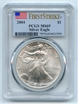 2004 $1 American Silver Eagle 1oz Dollar PCGS MS69 First Strike
