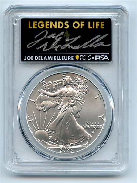 2023 $1 American Silver Eagle 1oz PCGS MS70 FS Legends of Life Joe Delamielleure