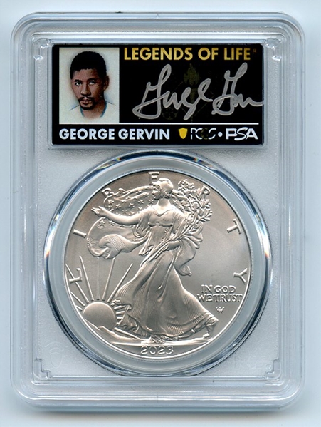 2023 $1 American Silver Eagle 1oz PCGS MS70 FDOI Legends of Life George Gervin