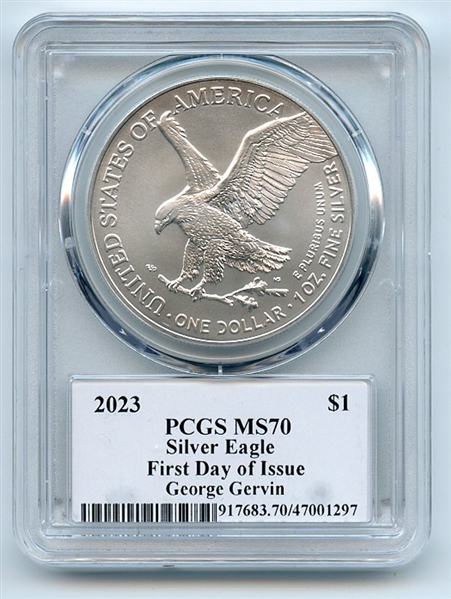 2023 $1 American Silver Eagle 1oz PCGS MS70 FDOI Legends of Life George Gervin
